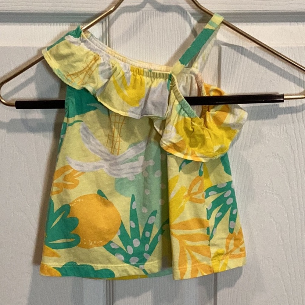 Kids Yellow and Green Ruffle Top